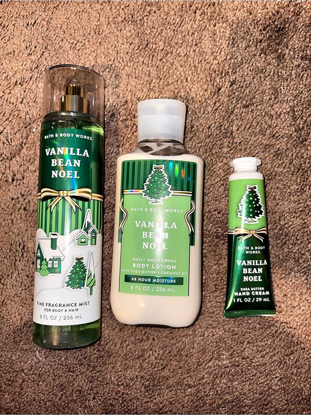 Bath & Body Works Vanilla Bean Noel Fragrance Mist Lotion Hand Cream Set NWT